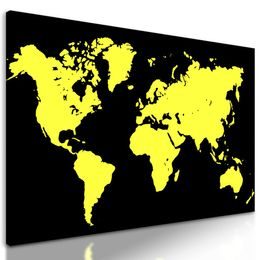 Obraz černo žlutá mapa světa
