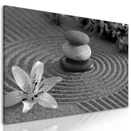 Obraz uklidňující Zen zátiší v černobílém provedení