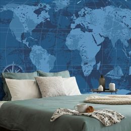 Samolepící tapeta historická mapa světa v modrém provedení