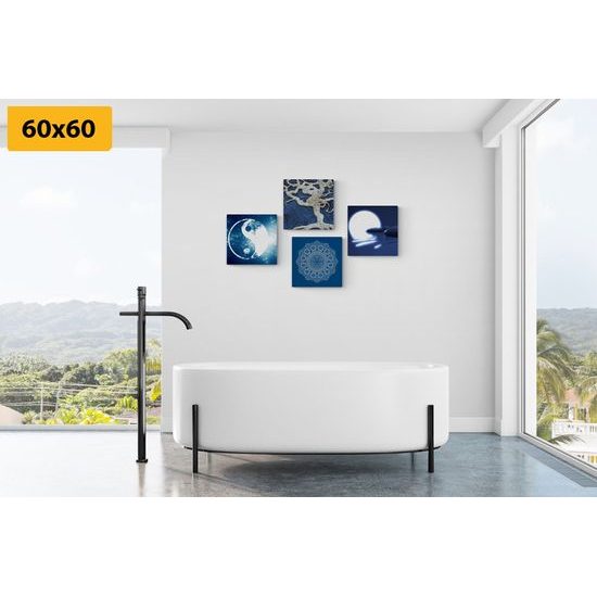 Set obrazů motivy Feng Shui v modrých barvách