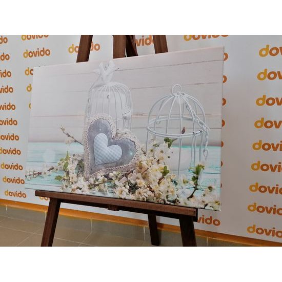 Obraz zátiší se srdíčkem ve vintage stylu