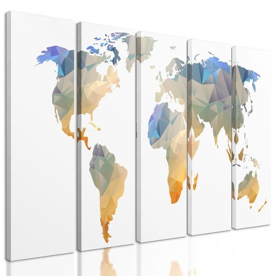 5-dílný obraz polygonální mapa v jedinečném provedení
