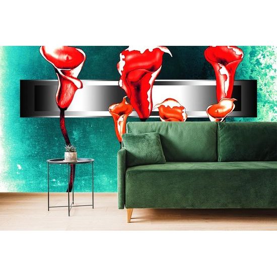 Samolepící tapeta ladnost červených květin kaly