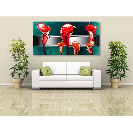 Obraz umělecká abstrakce červených květin