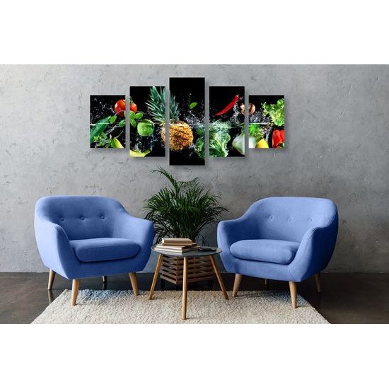 5-dílný obraz ovoce ve vodě