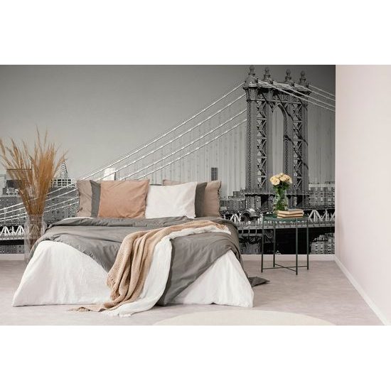 Samolepící fototapeta jedinečný Manhattan Bridge v černobílém provedení
