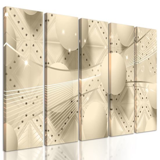 5-dílný obraz jemný luxus v sépiovém provedení