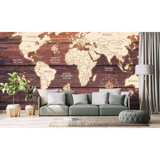 Samolepící tapeta historická dřevěná mapa