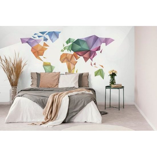 Samolepící tapeta moderní mapa světa tvořená origami