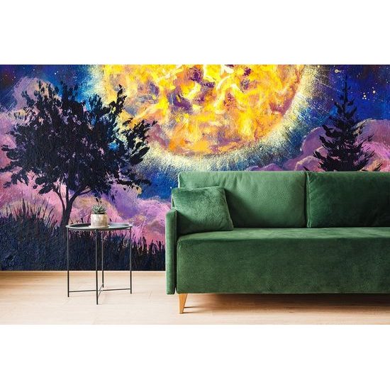 Tapeta zářivá planeta na abstraktní obloze