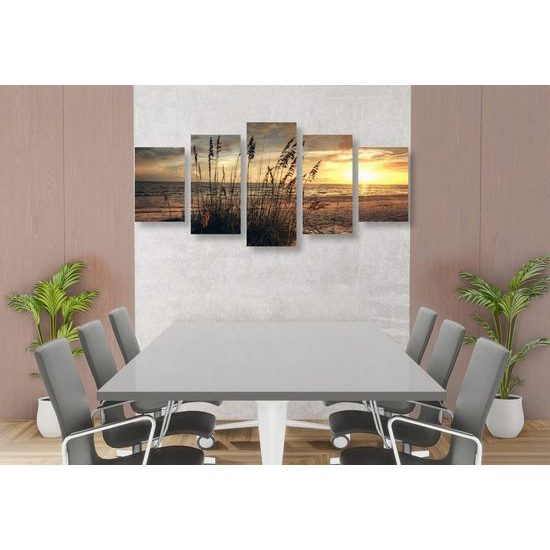 5-dílný obraz magický západ slunce z pláže