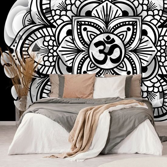 Tapeta černobílá abstraktní Mandala