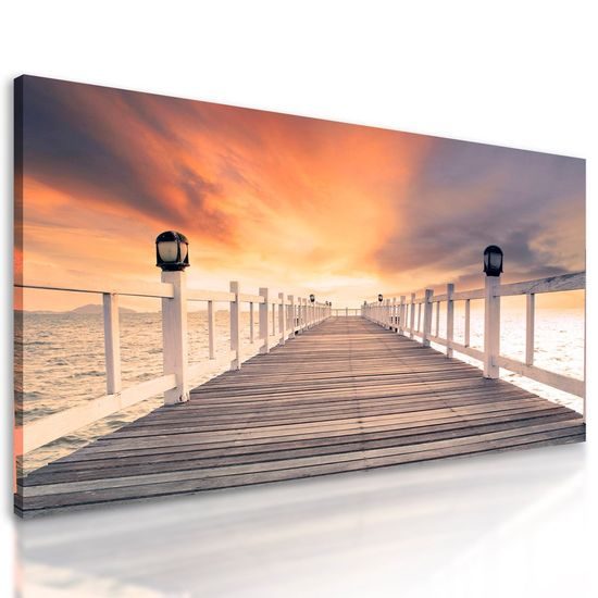 Obraz západ slunce nad molem
