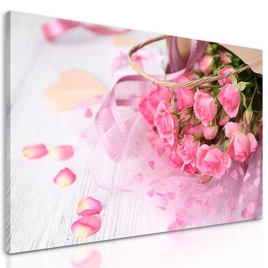 Obraz jemně růžové lupeny růží