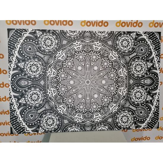Obraz černobílá luxusní Mandala