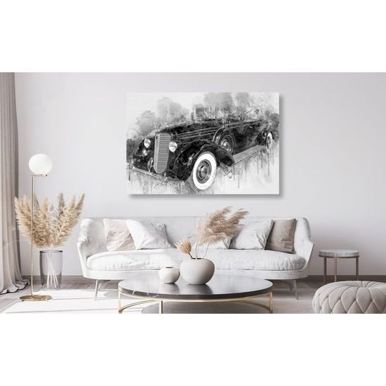 Obraz abstraktní auto v černobílém provedení