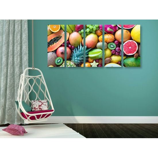 5-dílný obraz ovoce