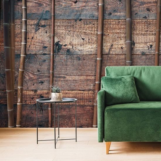 Tapeta stylový bambus na dřevě