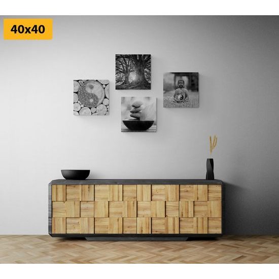 Set obrazů duchovní cesta v černobílém provedení