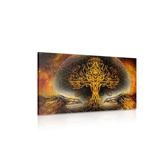 Obraz tajemný strom života s havrany