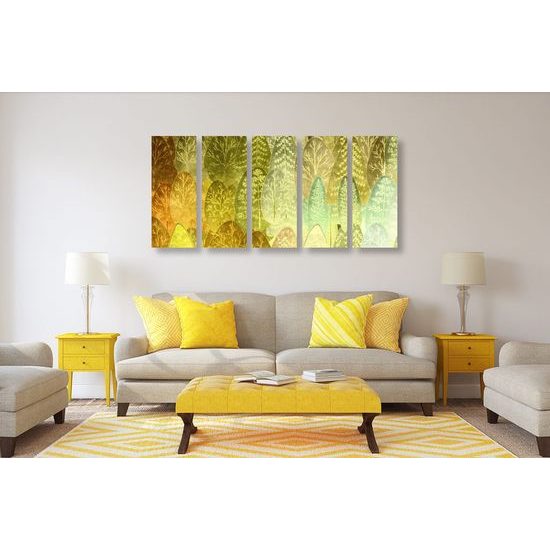 5-dílný obraz abstraktní malované stromy