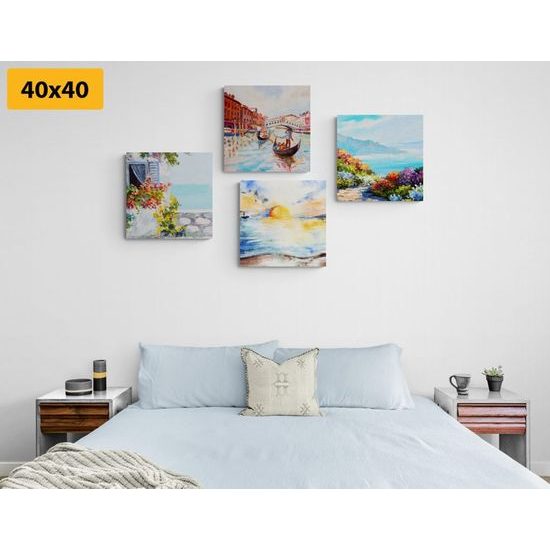 Set obrazů nádherná malovaná krajina