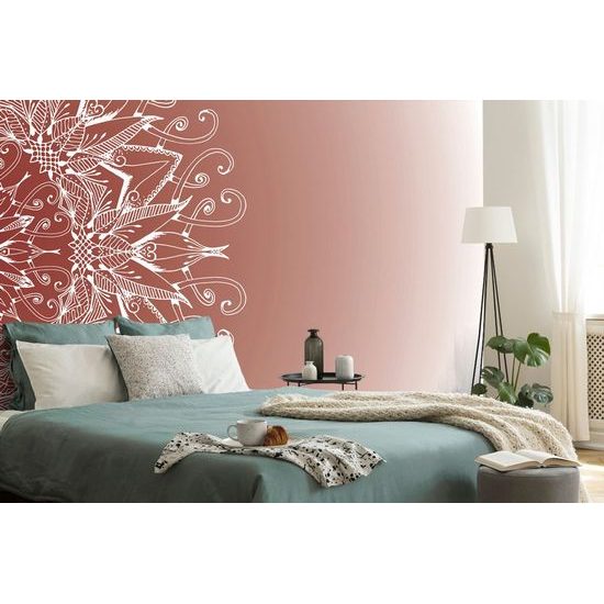 Tapeta zajímavá Mandala na bordó pozadí