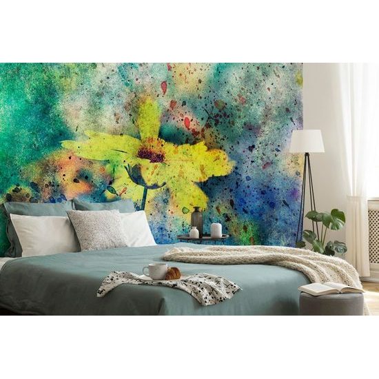 Tapeta žlutý květ na abstraktním pozadí