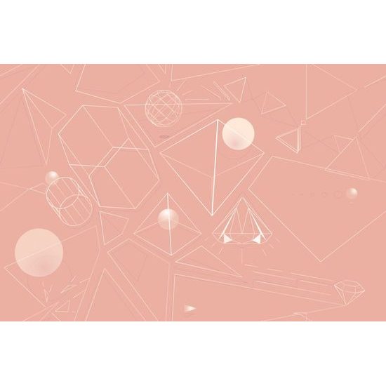 Tapeta jemné geometrické prvky na růžovém pozadí