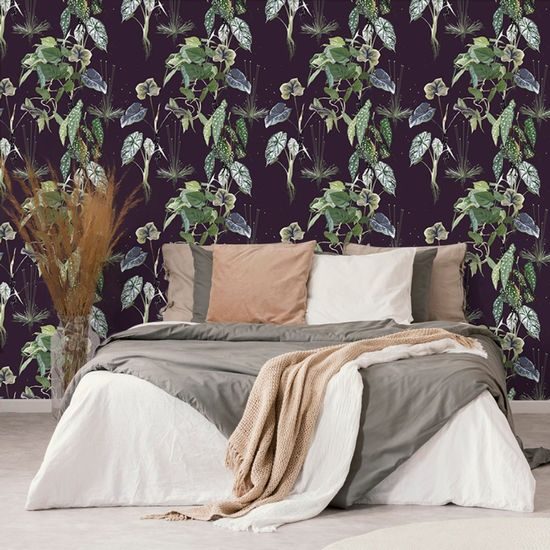 Tapeta krásné listy zahalené ve tmě