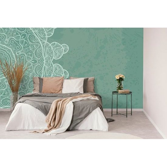 Samolepící tapeta zelená Mandala s abstraktními prvky