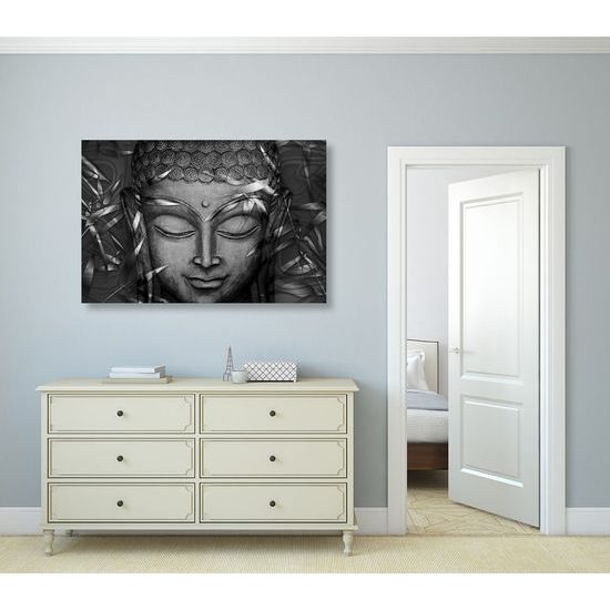 Obraz abstraktní Buddha v černobílém provedení