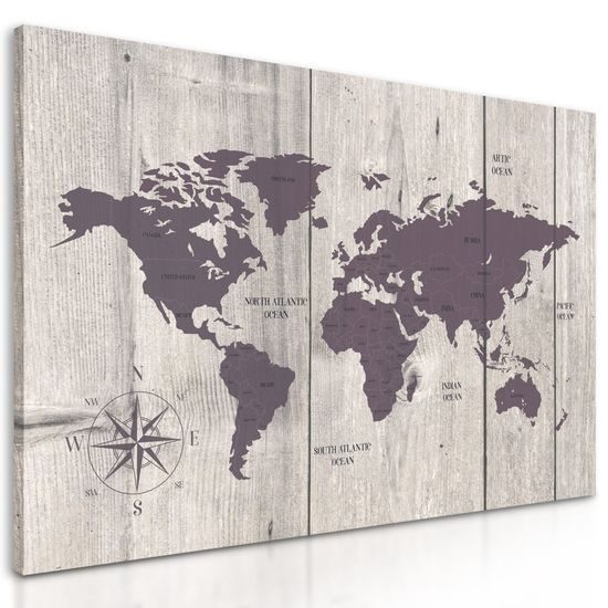 Obraz hnědá mapa na dřevěném podkladu