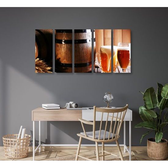 5-dílný obraz lahodné zlatavé pivo