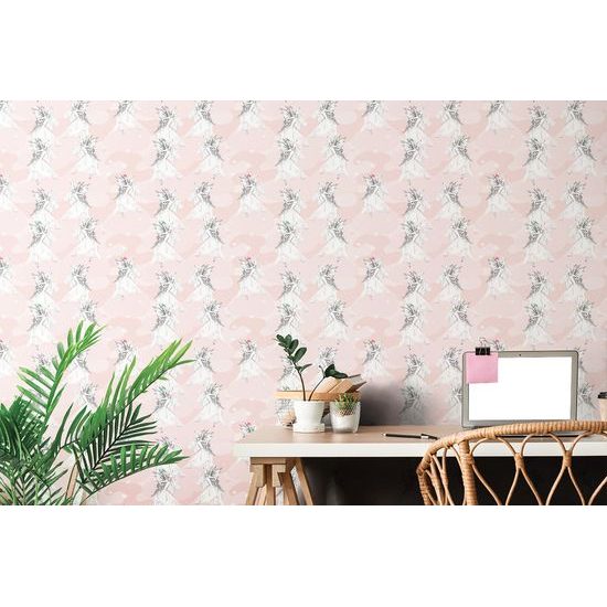 Tapeta okouzlující víla v růžovém provedení