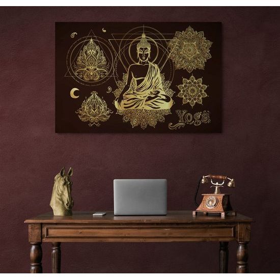 Obraz Buddha ve zlatém provedení