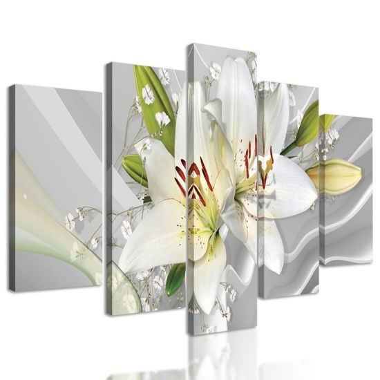 5-dílný obraz jedinečná bílá lilie