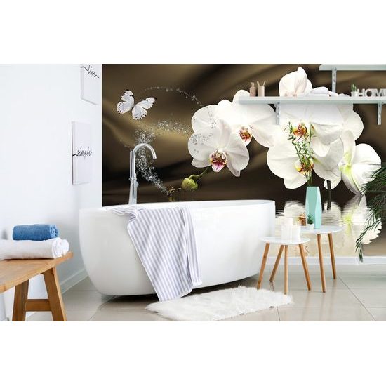 Tapeta harmonie motýla s orchidejí