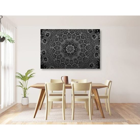 Obraz starodávná Mandala v černobílém provedení