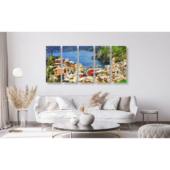 5-dílný obraz městečko na jihu Itálie