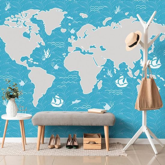 Tapeta mapa světa s motivem moře