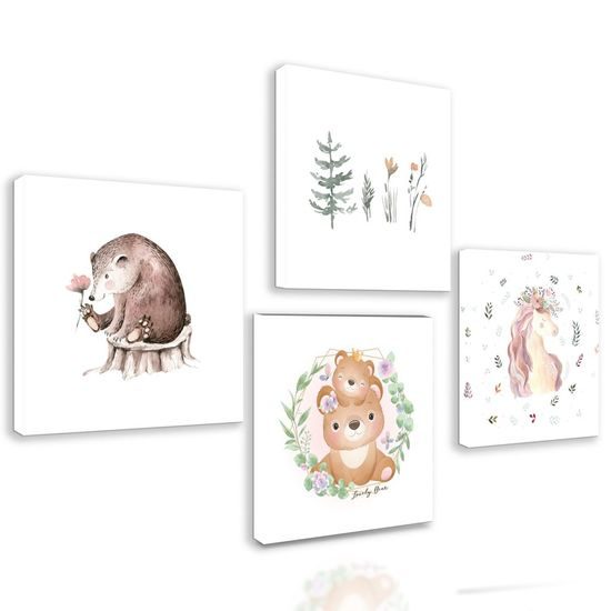 Set obrazů zvířátka v něžném provedení