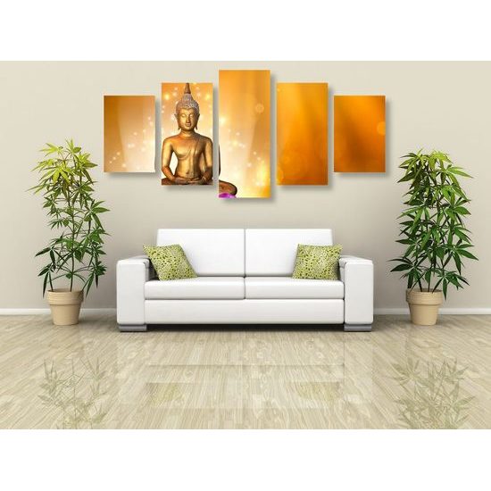 5-dílný obraz Buddha ve zlatém provedení