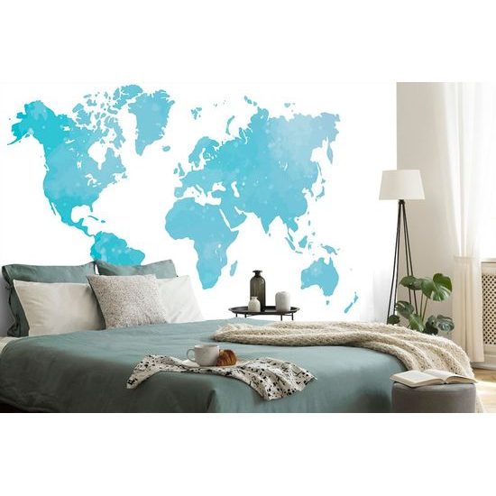 Samolepící tapeta mapa v pastelově modré barvě