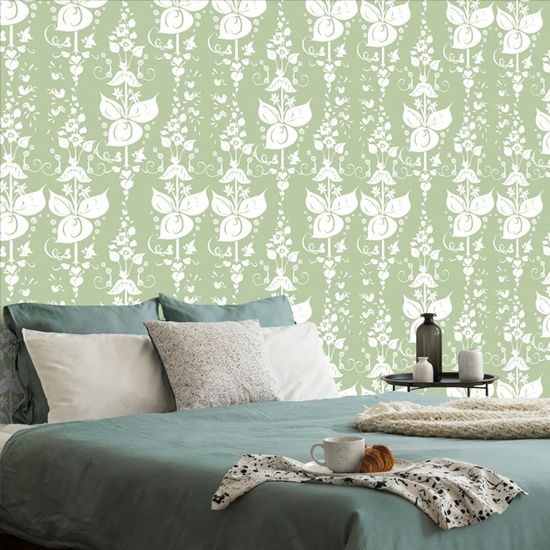 Samolepící tapeta jemné květinové liány v zeleném provedení
