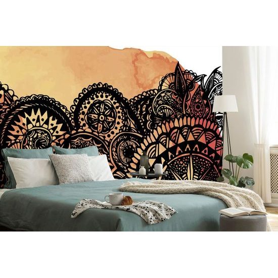 Samolepící tapeta zajímavá oranžová Mandala