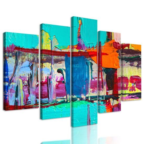 5-dílný obraz abstraktní kombinace barev