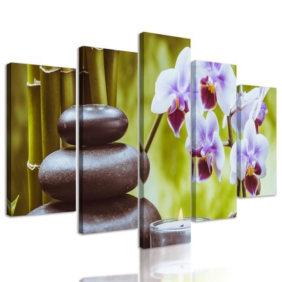 5-dílný obraz přírodní wellness zátiší