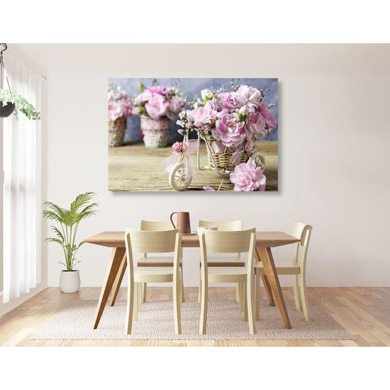 Obraz karafiát ve vintage květináku