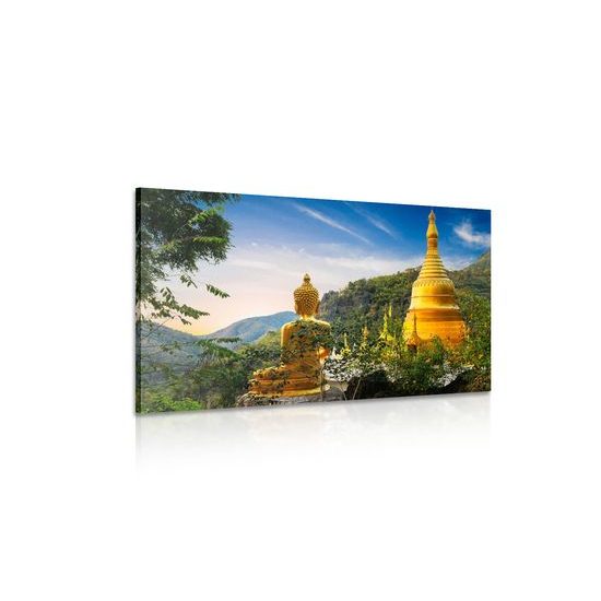Obraz zlatý Buddha a krásy přírody